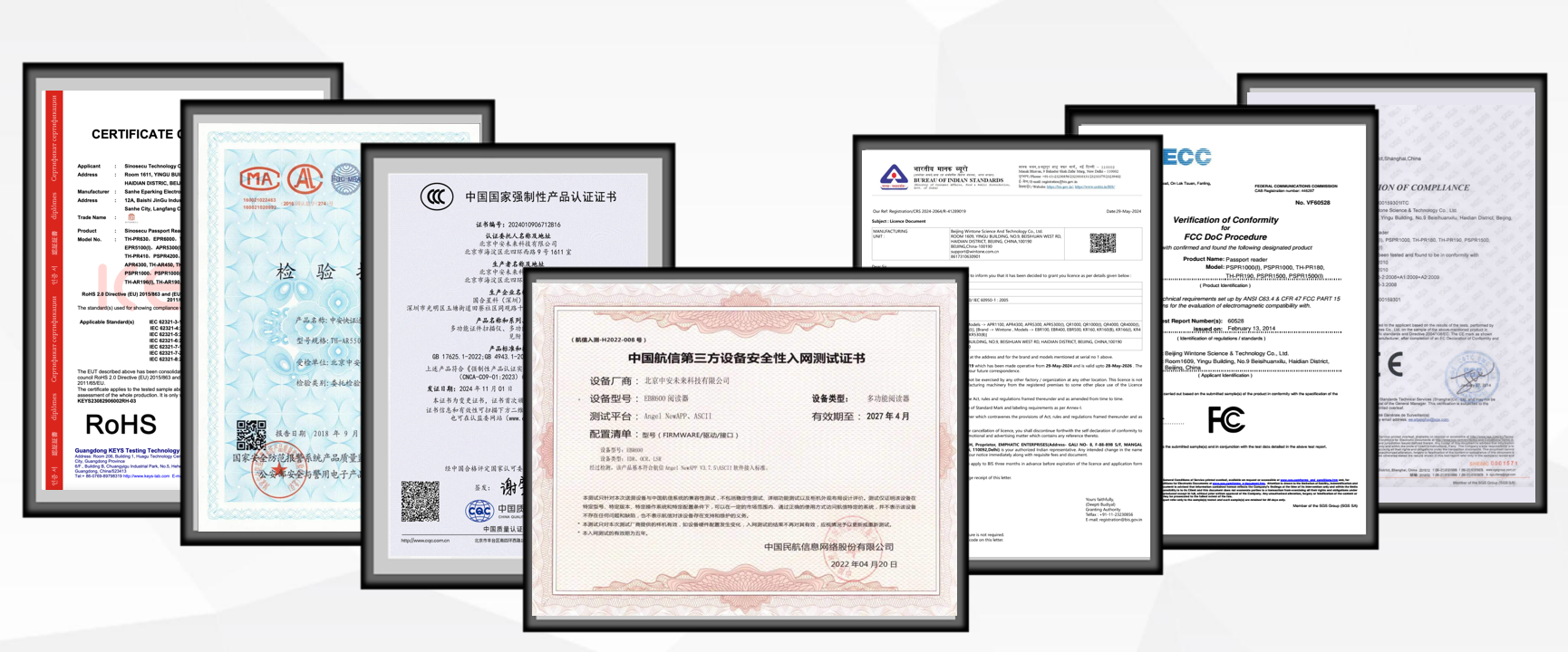 Certifications of Sinosecu Passport Readers